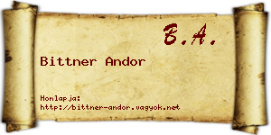 Bittner Andor névjegykártya